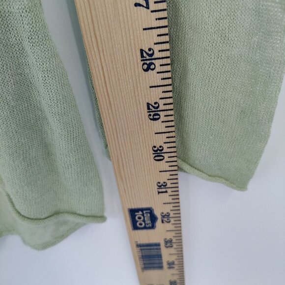 Moth V-Neck Lightweight Knit Sheer Long Sleeve Top Large Women Green - Picture 9 of 11